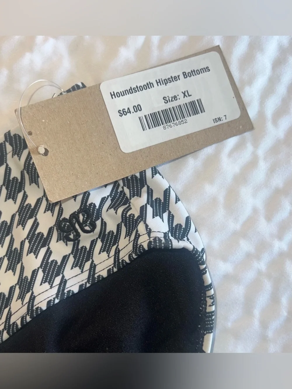 Albion Fit Houndstooth Hipster Bikini Bottoms XL NWT Black White Full Coverage
